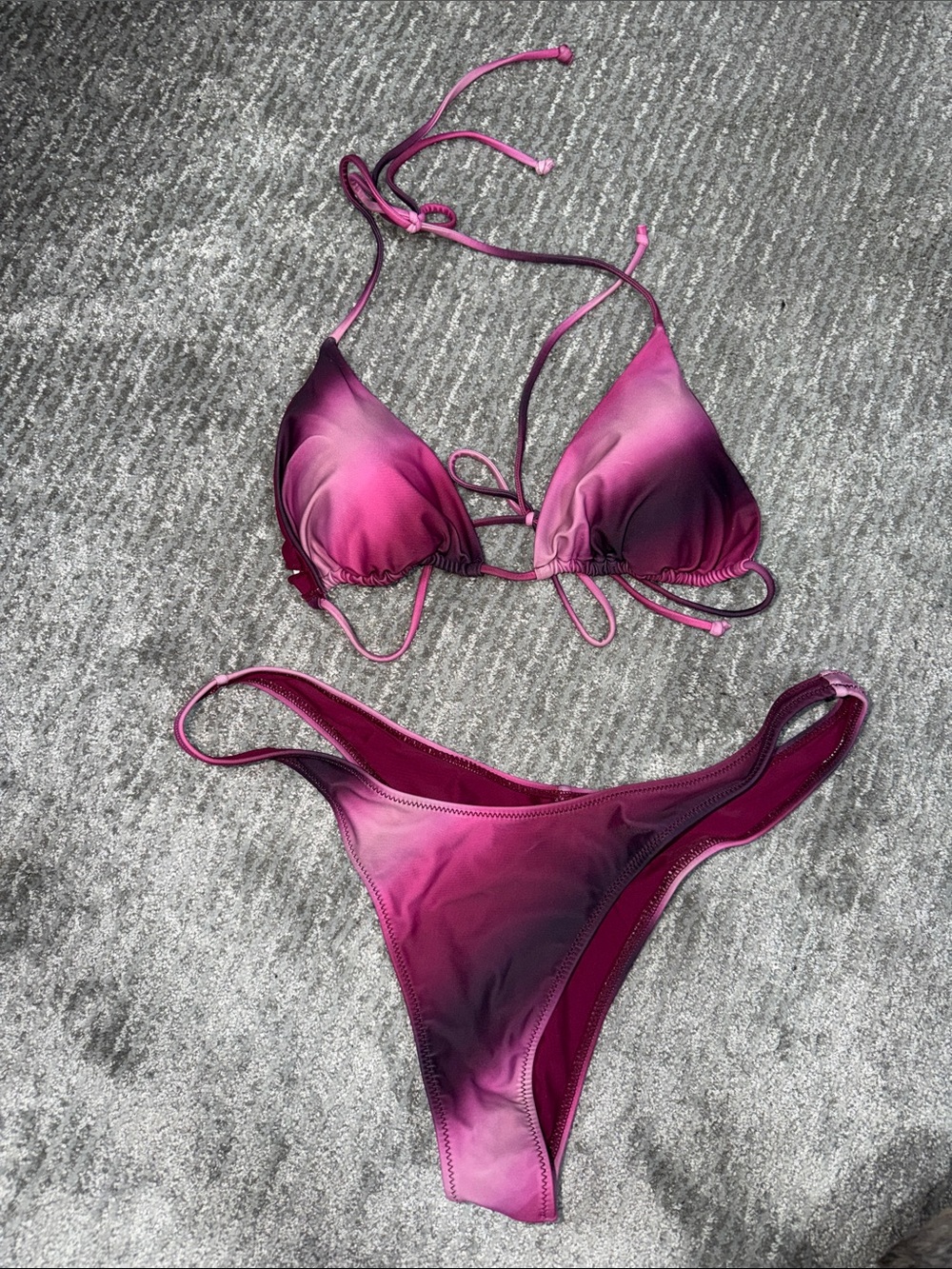 White Fox Boutique Pink Ombre String Bikini Set, xl, never been worn